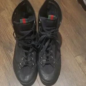 Gucci | Shoes | Gucci Black Nylon Leathermens High To  display picture 2